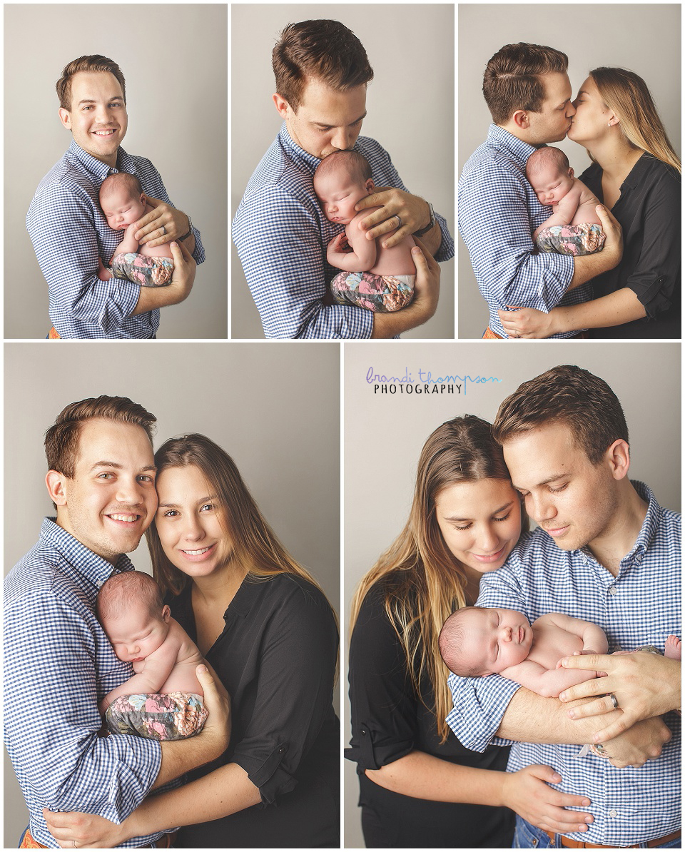 newborn baby family photos in a plano photography studio